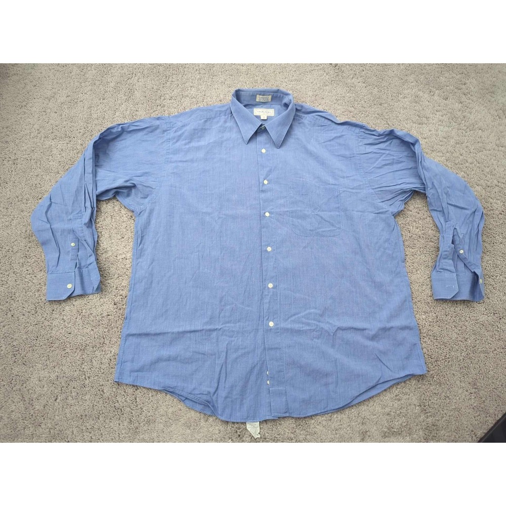Vintage Murano for Dillard's Button Up Shirt‎ Mens 17.5 Blue Made in Hong Kong